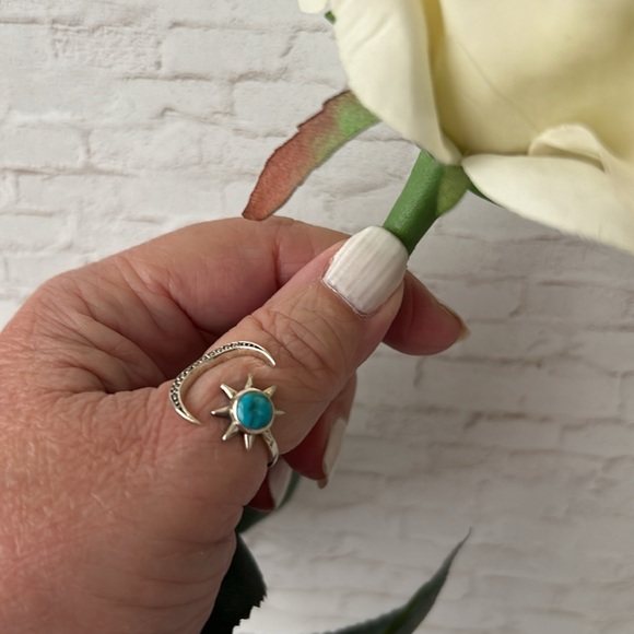 Sterling Silver Turquoise Sun and Moon Ring NWOT - Picture 10 of 16